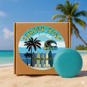 Nirvan Surfer Soap – All-in-One Skin & Hair Bar | Tropical Coconut & Lime Scent