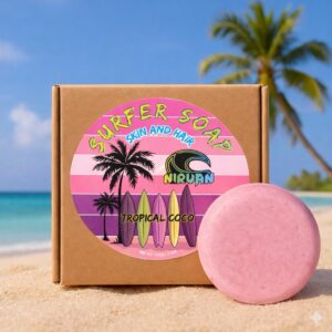 Nirvan Surfer Soap Girl – All-in-One Skin & Hair Bar | Tropical Coconut & Lime Scent