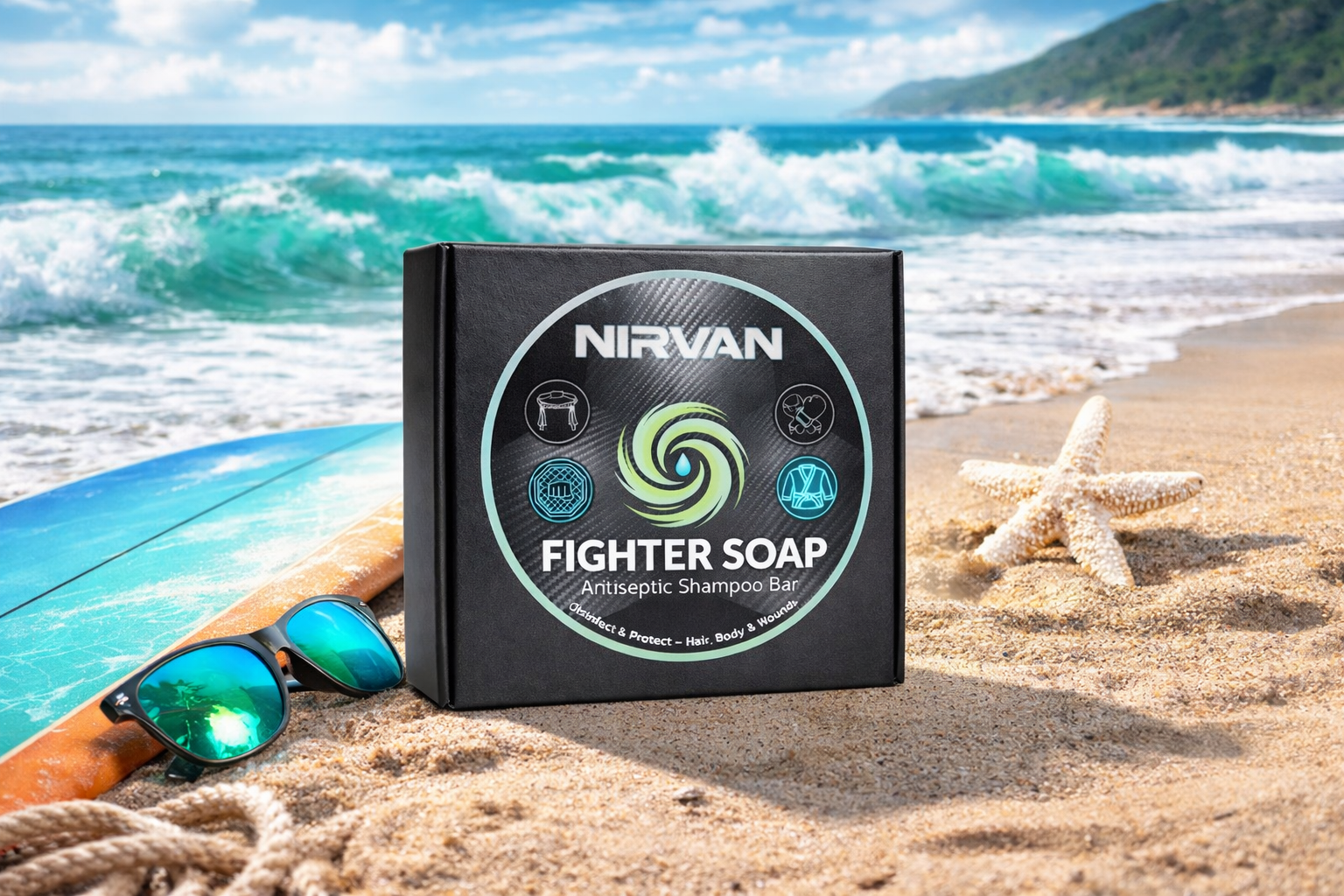 Nirvan Fighter Soap – Antiseptic Power Bar for Hair & BodyDisinfect - Protect - Recover -Handmade antiseptic bar for fighters, athletes & warriors